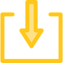 Multimedia, Arrows, download, Data, interface, storage, ui, Cloud computing, Multimedia Option Gold icon