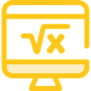 Computer, monitor, screen, education, maths Gold icon