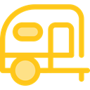 transportation, travel, transport, vehicle, Camping, Holidays, summer, Trailer, Caravan Gold icon