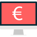 Computer, monitor, screen, Euro, Business, Money, coin, Trading, commerce, Currency, exchange, technology Tomato icon