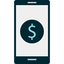 mobile phone, Iphone, cellphone, Dollar, smartphone, technology, Communications, Dollar Symbol, Mobile, phone WhiteSmoke icon