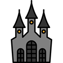 Castle, halloween, horror, Terror, spooky, scary, fear Black icon