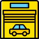 Business, Car, transportation, vehicle, Parking, garage Gold icon