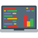 Laptop, monitor, screen, Business, Stats, Analytics, graphic, Seo And Web DimGray icon