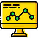 screen, Business, Stats, Analytics, Laptop, monitor, graphic, Business And Finance Gold icon