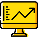 Laptop, monitor, screen, Business, Stats, Analytics, graphic, Business And Finance Gold icon