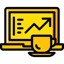 Computer, Business, Stats, Analytics, graphic, Computering, Business And Finance, Laptop Gold icon