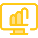 Business, Stats, Analytics, graphic, Laptop, Computer, monitor, screen Gold icon