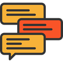 speech bubble, Conversation, Communications, Multimedia, Chat, Communication Goldenrod icon