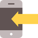 mobile phone, cellphone, left arrow, smartphone, technology, phone call DimGray icon