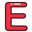 Letter, red, Alphabet, E, letters Black icon