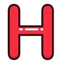 H, Letter, red, Alphabet, letters Black icon