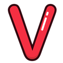 letters, red, Alphabet, v, Letter Black icon