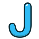 Alphabet, letters, Blue, J, Letter Black icon