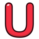 Letter, red, Alphabet, u, letters Black icon