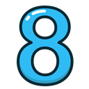 Blue, numbers, number, study, Eight Black icon