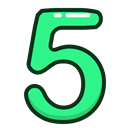 green, numbers, number, study, five Black icon