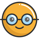 nerd, emoticons, Emoji, feelings, Smileys Goldenrod icon