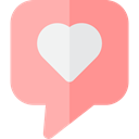 Communications, Chat, Communication, speech bubble, Conversation, Multimedia, Heart, love LightPink icon