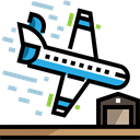 transportation, travel, Plane, transport, flight, Aeroplane, landing, Arrivals, Airport, Arrival Black icon