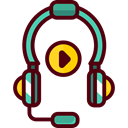 Audio, Headphones, technology, earphones, Communications, sound Black icon