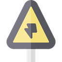 warning, sign, electricity, Electric, signal, shapes, signs, Signaling, High Voltage Black icon
