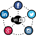 social media, Social, marketing, Wifi, twitter, Facebook, hotspot Black icon