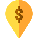interface, location, pin, placeholder, signs, map pointer, Map Location, Map Point, Dollar Symbol, Maps And Location Goldenrod icon