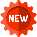 star, new, Design, shapes, Badge, sticker, signs, Badges, Commerce And Shopping OrangeRed icon