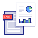 Pdf, documents, graph, report, Analytics, statistics, docs Black icon