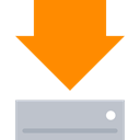 down arrow, Multimedia Option, Orientation, Direction, ui, Downloading, Multimedia, Arrows, download, inbox DarkOrange icon