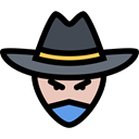 people, user, head, Avatar, western, Cowboy, Bandit, carnival, Costume Black icon