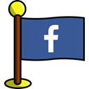 Facebook, Social, networking, media, flag Icon