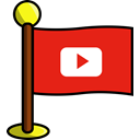 media, play, networking, flag, Social, youtube Crimson icon