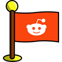 Reddit, Social, networking, media, flag OrangeRed icon
