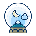 snowglobe, decoration, Decorate, Moon, Cloud, mountain Black icon