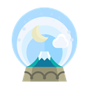 Moon, Cloud, christmas, mountain, snowglobe, decoration, Decorate Black icon