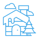 Home, house, Tree, Cloud, winter, Cabin Black icon