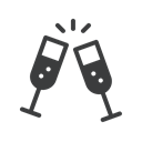 new, party, drink, year, champagne, treat, Cheers Black icon