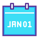 Month, day, january, new year, Calendar, date, event Turquoise icon