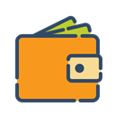 Shop, online, wallet, shopping Orange icon