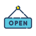 online, shopping, Shop, open, sign Black icon