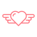 valentine, dating, wedding, wing, Heart, love Black icon