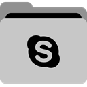 Skype, storage, Social, Video Call, Folder, Chat, App Silver icon
