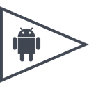 Android, media, flag, Social Black icon