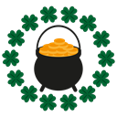 Coins, Clover, kitchen, shamrock, copper, Trefoil, patricks Black icon