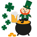 gold, happy, Leprechaun, Patrick, irish, irish pot Black icon