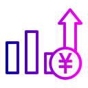 chart, Money, yen, Currency Black icon