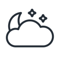 Cloudy, star, Stars, Moon, night, Cloud, weather Black icon