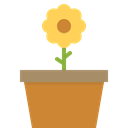 Flower, pot, sunflower, spring, gardening, ecology, blossom Black icon